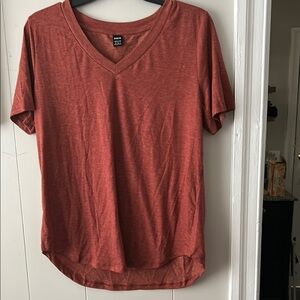 SHEIN Rust Short Sleeve V-Neck Tee